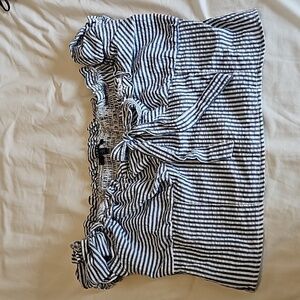 Off Shoulder Blue and White Stripped Crop Top Size L